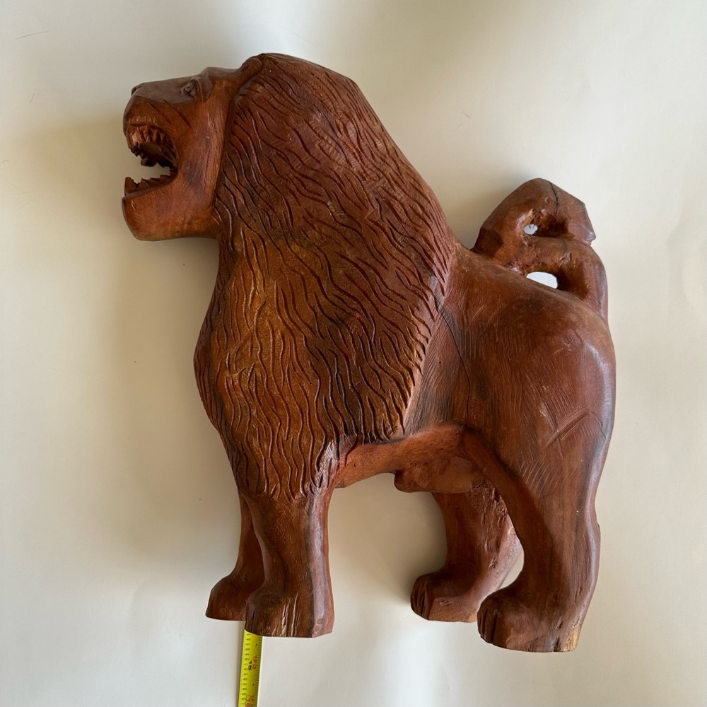 Solid Wood Carved Lion - Picture 4 of 5